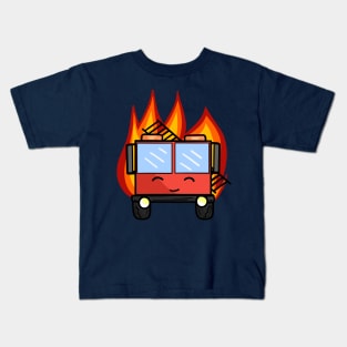 Fire Engine (on fire) Kids T-Shirt